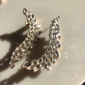 Gold rhinestone cuff earrings